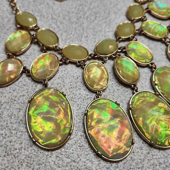 Charming Charlie Iridescent Oval Stone Necklace with Matching Earrings - Picture 3 of 7